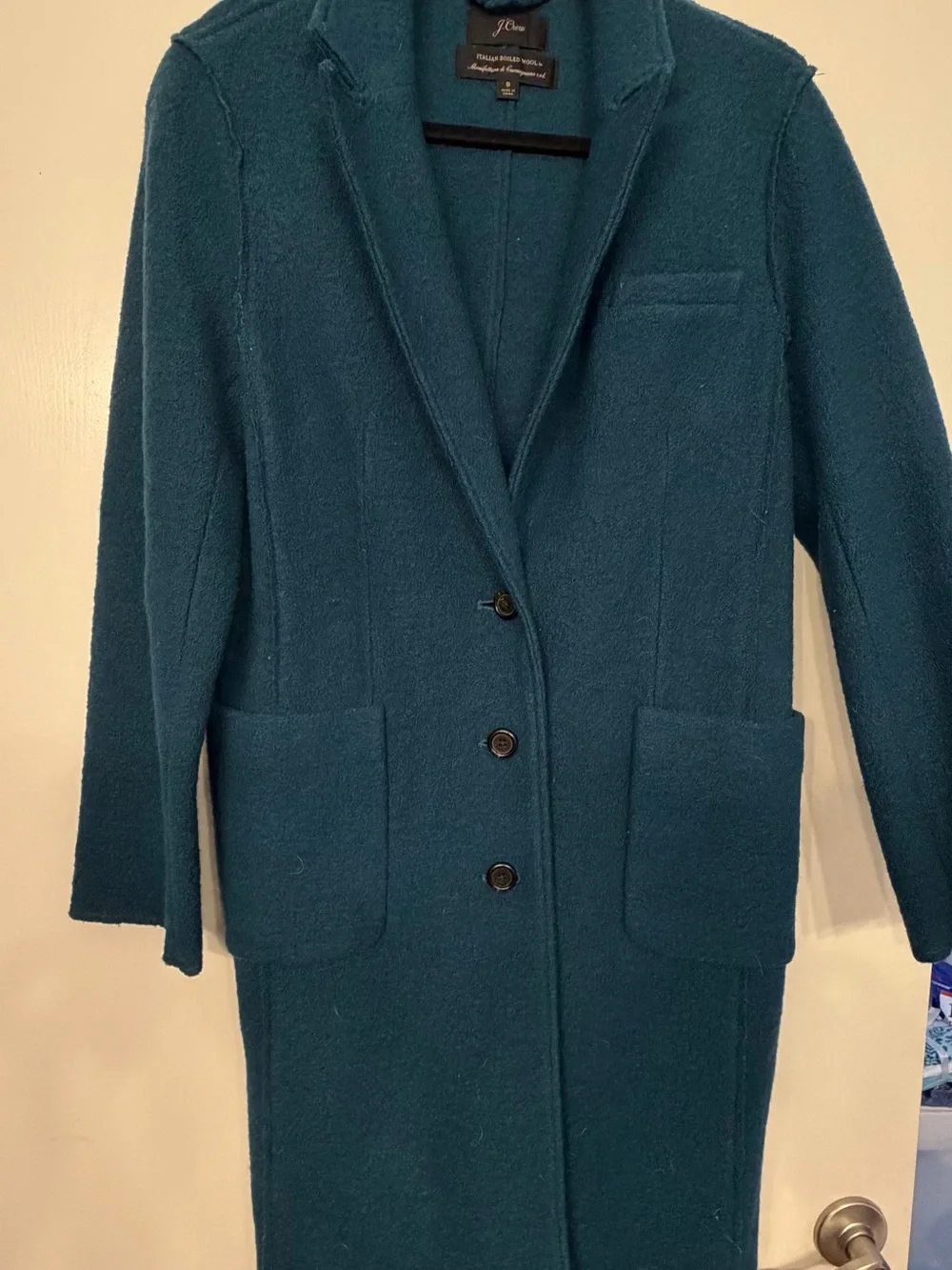 J. Crew Teal Single-Breasted Wool-Blend Coat